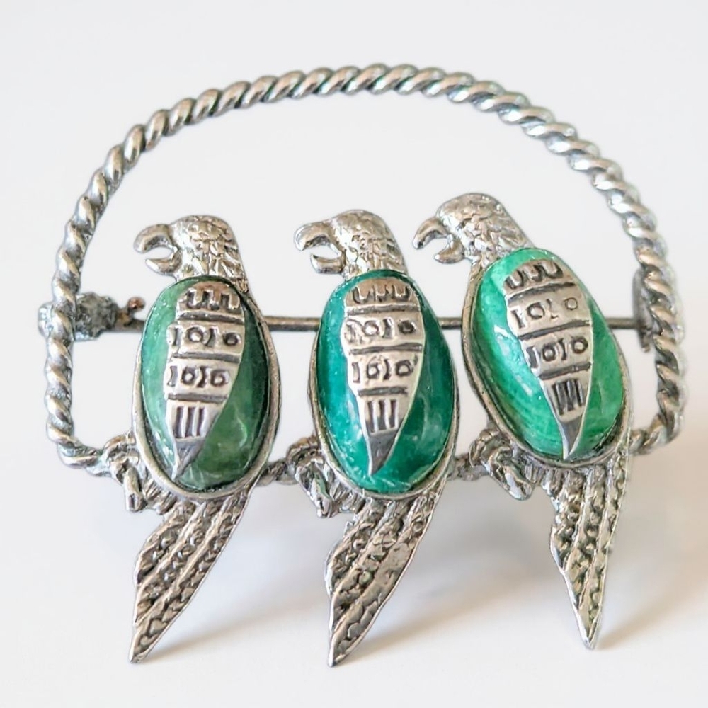 Vintage Mexican Sterling Silver Parrot Brooch